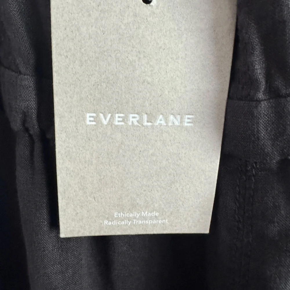 Everlane Shoestring Black 100% Linen Jumpsuit size Small